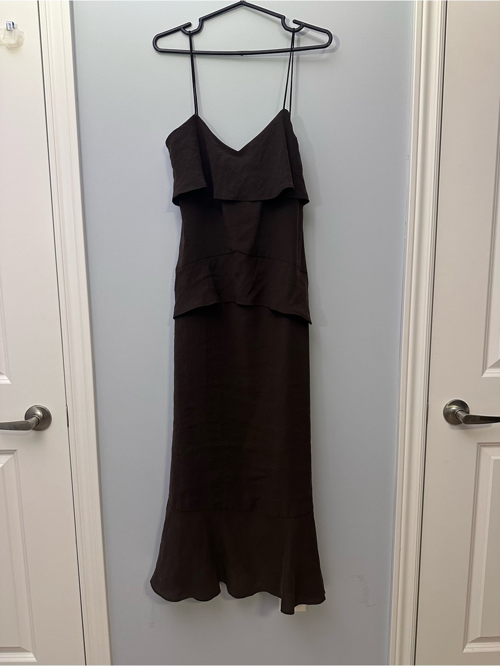NWT Massimo Dutti Brown Modal Tiered Ruffle long Dress